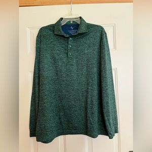 Tailorbyrd green black long sleeve button performance golf polo shirt. Large